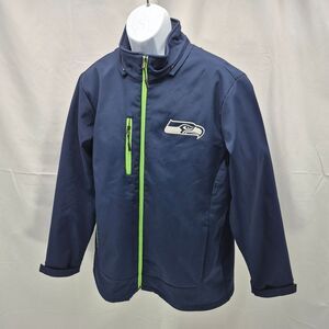 NFL Seattle Seahawks Full Zip Soft Shell Jacket Blue Green Size Large Game Day..